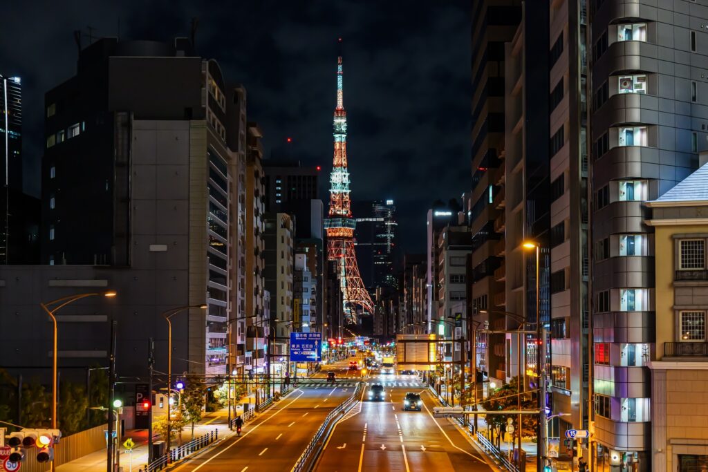札の辻から見た東京タワーの画像